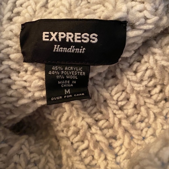Express Hand Knit Turtleneck Sweater Wool Blend - Picture 2 of 7